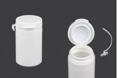 Haplar ve kapsüller için 30 ml'lik kapaklı beyaz plastik kavanoz