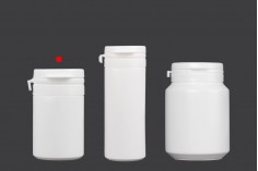 Haplar ve kapsüller için 30 ml'lik kapaklı beyaz plastik kavanoz
