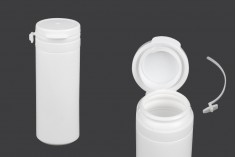 Haplar ve kapsüller için 30 ml'lik kapaklı beyaz plastik kavanoz
