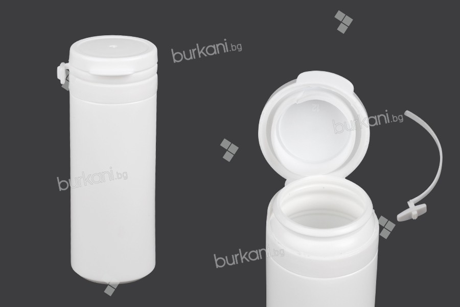 Haplar ve kapsüller için 30 ml'lik kapaklı beyaz plastik kavanoz