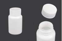 Haplar ve kapsüller için 100 ml'lik kapaklı beyaz plastik kavanoz