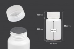 Haplar ve kapsüller için 100 ml'lik kapaklı beyaz plastik kavanoz