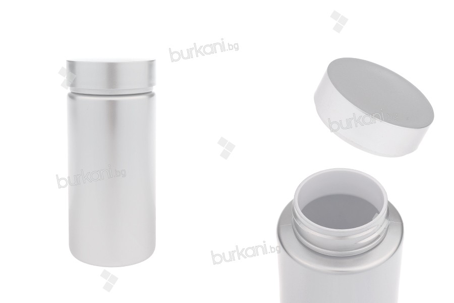 Haplar ve kapsüller için gümüş renkli 120 ml PET plastik kavanoz