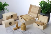 Дървена кутия за съхранение с клип - комплект от 3 части (S-M-L) Дървена кутия за съхранение с клип - комплект от 3 части (S-M-L)