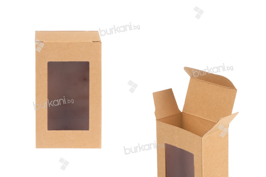 Хартиена крафт кутия за сапун с прозорец, с размери 100x55x30 mm Хартиена крафт кутия за сапун с прозорец, с размери 100x55x30 mm