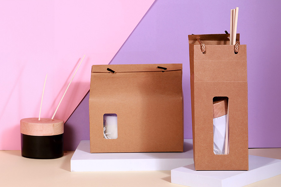 Крафт картонена кутия тип куфар с прозорче с размери 200x120x115 - 20 бр-изображение_група