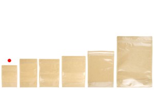 Торбички тип Doy Pack 100x35x150 мм крафт гръб (14c), прозрачна предна част (8c) със закопчаване "цип" и възможност за запечатване с термозапечатване - 100 бр.-изображение_група