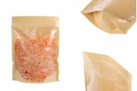 Торбички Doy Pack 160x40x220 мм крафт гръб (14c), прозрачна предна част (8c) със закопчаване "цип" и възможност за запечатване с термозапечатване - 100 бр.