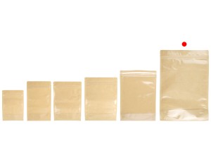 Торбички Doy Pack 200x50x300 мм крафт гръб (14c), прозрачна предна част (8c) със закопчаване "цип" и възможност за запечатване с термозапечатване - 100 бр.-изображение_група