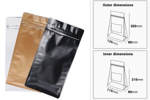 Алуминиева опаковка DOY PACK 135x72x265 мм - 3 цвята-изображение_размери