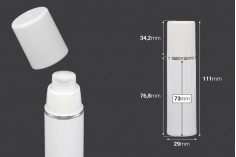 Пластмасова Airless Опаковка за крем 30 мл ( бяла със сребриста лента) 