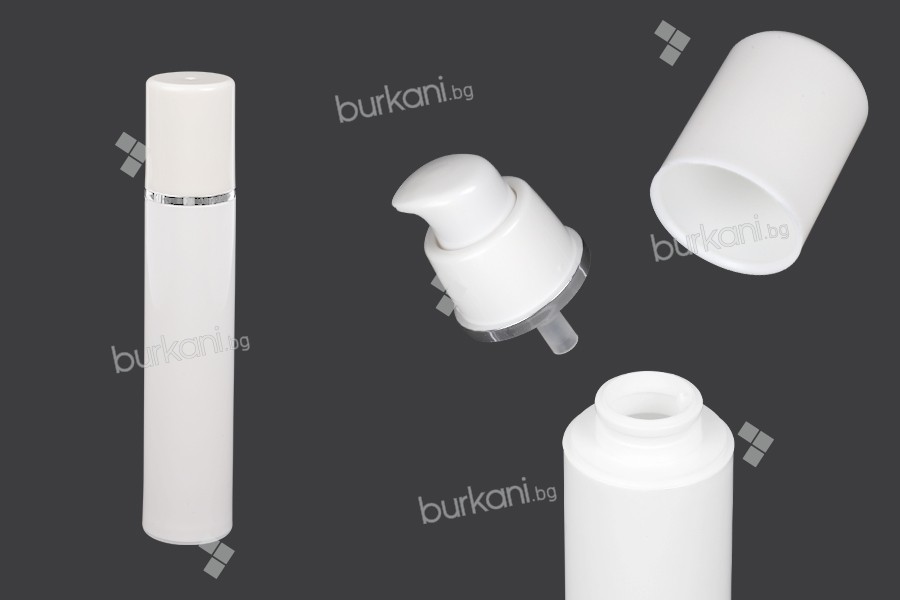 Пластасова Airless опаковка  50 ml (бяла със сребриста лента) 