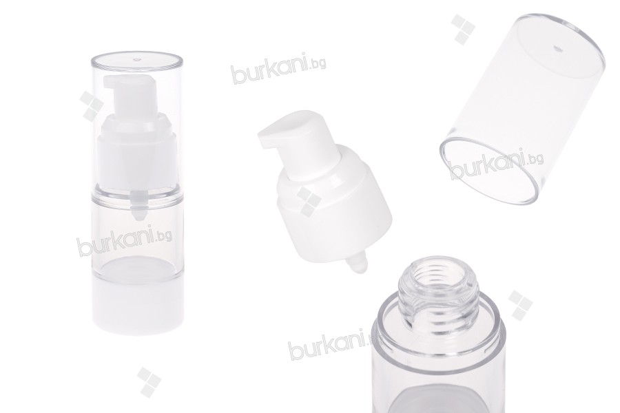 Пластмасова прозрачна Airless бутилка 15 ml