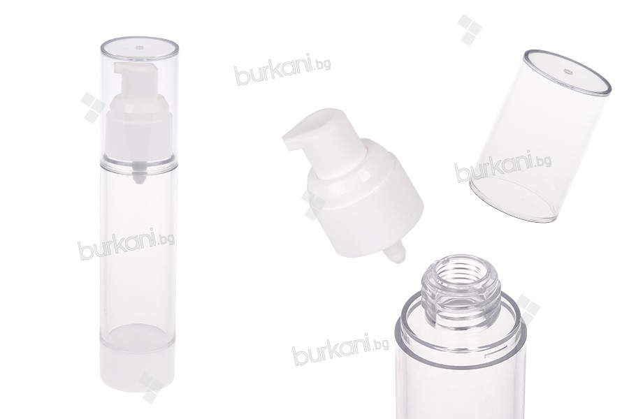 Прозрачна пластмасова бутилка Airless за крем  50 ml
