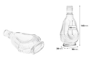 Стъклена бутилка с размери 90x38x145 - 130 ml-изображение_размери