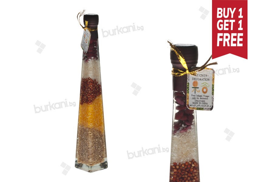 Mutfak dekorasyonu için çeşitli meyveler içeren cam şişe 45x300 - 200 ml