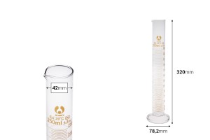 Стъклена измервателна тръба  250 ml-изображение_размери
