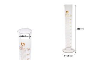 Стъклена измервателна тръба 1000 ml-изображение_размери