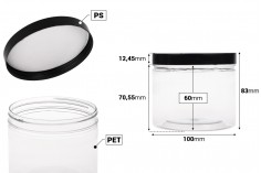 Пластмасова PET опаковка 500 мл с черна капачка, с размери 100x85 mm