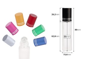 Стъклени бутилки 10 мл рол он с различни цветове капачки-изображение_размери
