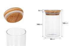 Стъклен буркан от 250 ml с дървена херметическа капачка