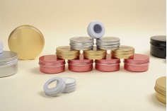 Алуминиево бурканче за крем 30 мл с капачка с уплътнител, в различни цветове, в опаковка от 12 броя
