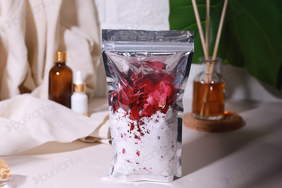 Опаковка тип  Doy Pack с размер  160х40х240 мм с алуминиева задна страна, прозрачна предна част, с  възможност за термозапечатване-изображение_група