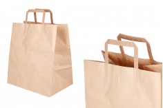 Paper bag with flat handle in earthy color and dimensions 260x140x300 mm