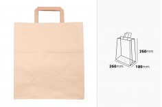 Paper bag with flat handle in earthy color and dimensions 260x140x300 mm