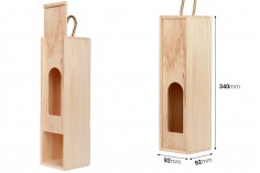 Дървена кутия за съхранение на бутилка вино с дръжка и прозорец