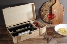 Дървена кутии за съхраняване на 2 бутилки за вино 