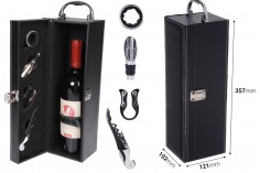 2 şarap şişesi için lüks çanta, aksesuarları ve siyah veya kahverengi deri astarı