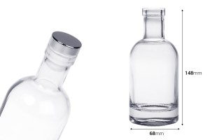 Стъклена кръгла бутилка 200 мл - 20 бр.-изображение_размери