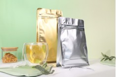 Алуминиеви торбички тип Doy Pack 135x75x265 мм с клапан, затваряне с цип и термозаваряване - 25 бр.