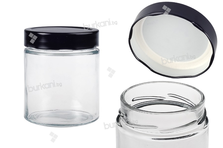 Glass transparent jar 380 ml TO 82 Deep cap 