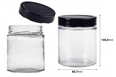 Glass transparent jar 380 ml TO 82 Deep cap 