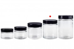 Glass transparent jar 380 ml TO 82 Deep cap 