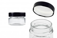 Glass jar 75 ml with T.O. 63 Deep black caps 