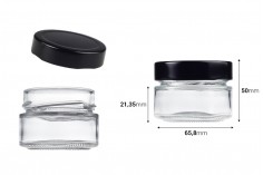 Glass jar 75 ml with T.O. 63 Deep black caps 