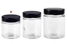 Glass jar 100 ml with black T.O. 58 Deep caps - 160 pcs 