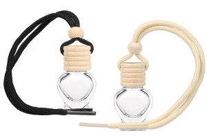 Стъклена бутилка за ароматизатор за кола 5 мл Сърце с дървена капачка и тапичка - 25 бр.-изображение_продукт