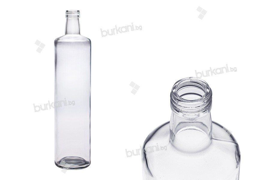 Стъклена прозрачна бутилка 1000 мл Дорика с гърловина 31,5 - 35 бр. 