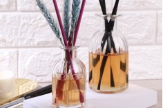 Glass decorative striped bottle 150 ml for reed diffuser