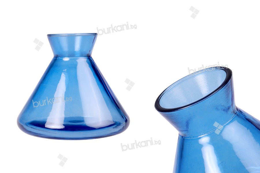 Стъклена декоративна синя бутилка 200 мл 