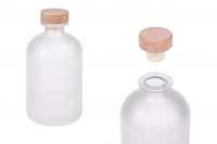 500 ml şeffaf cam şişe, ahşap kafalı, silikon mantarlı