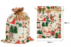 Коледна златна торбичка от органза 130х180 мм - 50 бр