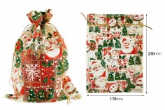 Коледна златна торбичка от органза 170х230 мм - 50 бр