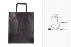 Хартиена подаръчна торбичка 240х140х300 мм в черен цвят с дръжка - 12 бр.