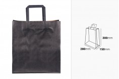 Хартиена подаръчна торбичка 280х150х300 мм в черен цвят с дръжка - 12 бр.