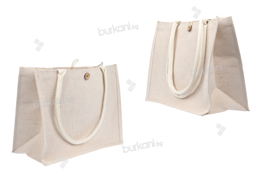Пазарска чанта от памук и юта (320-350г/м2) с дръжка и вътрешен джоб